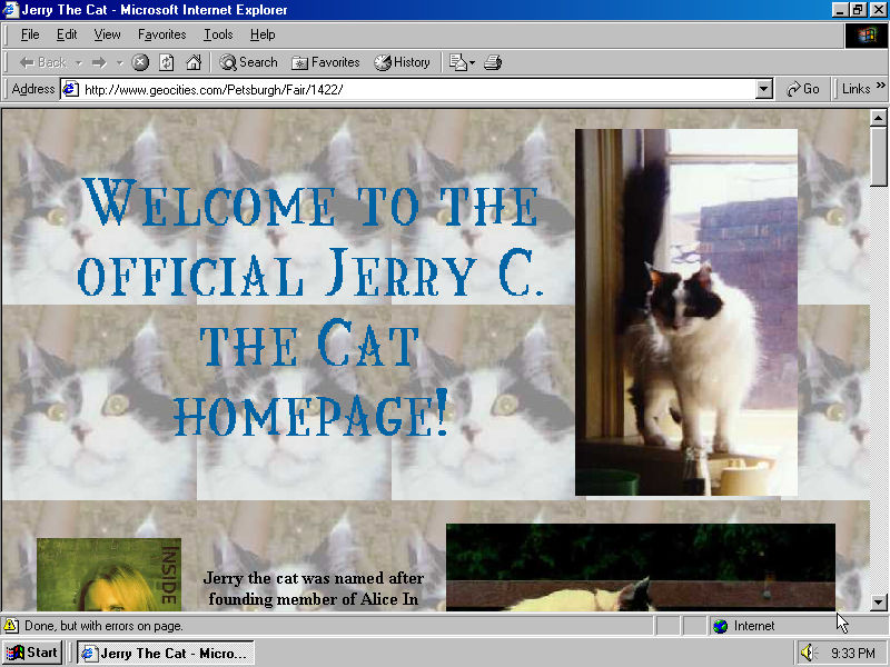 Site do Jerry, the Cat no Geocities